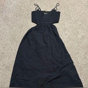 American Eagle Black Lace Up Dress with Exposed Waist